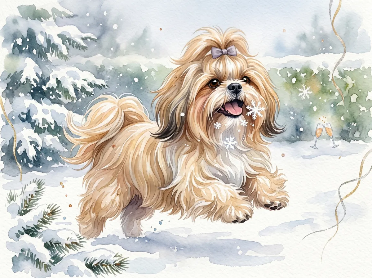 Shih Tzu watercolor calendar month 1